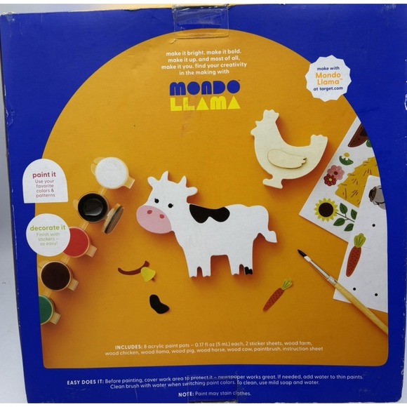 Mondo LLama Paint-Your-Own Wood Farm Kit STEAM (Arts) New in Box - Picture 2 of 2